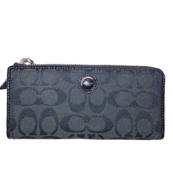 Coach signature black glittery zipper wallet - Picture 1 of 11